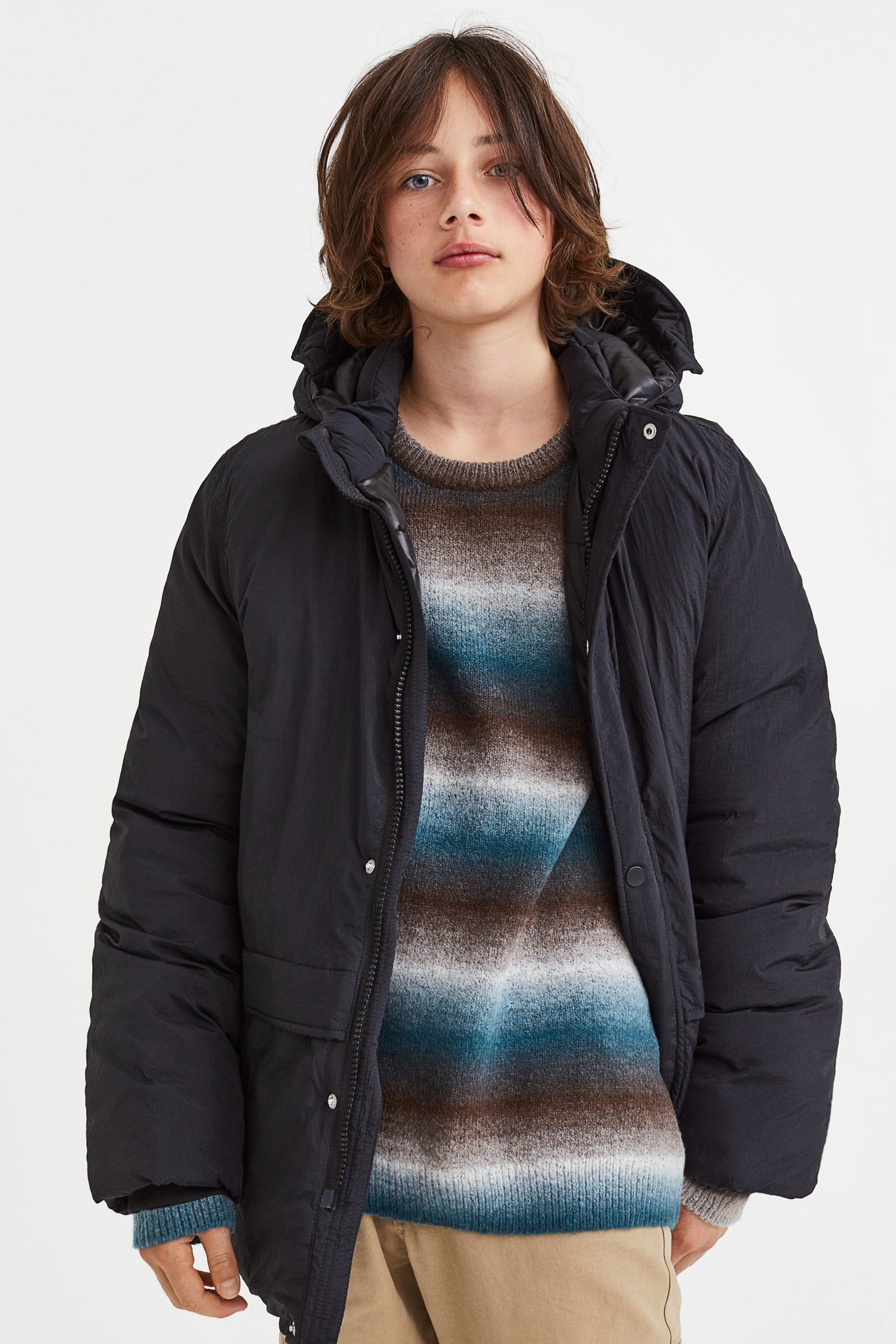 Пальто H&M для мальчиков, чёрный-002, размер 158, 1092766002