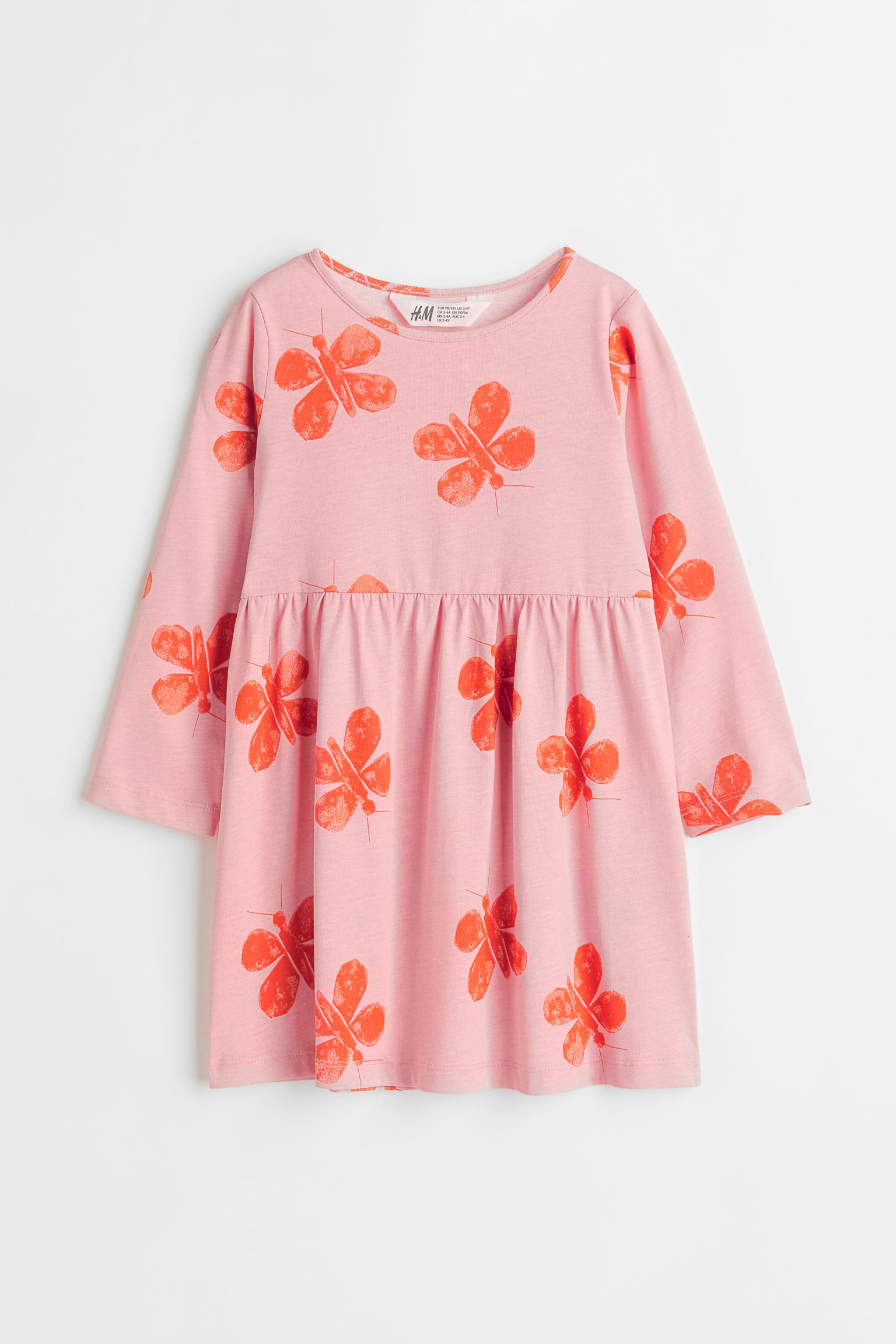 Платье H&M для девочек, розовый-019, размер 98/104, 929076019