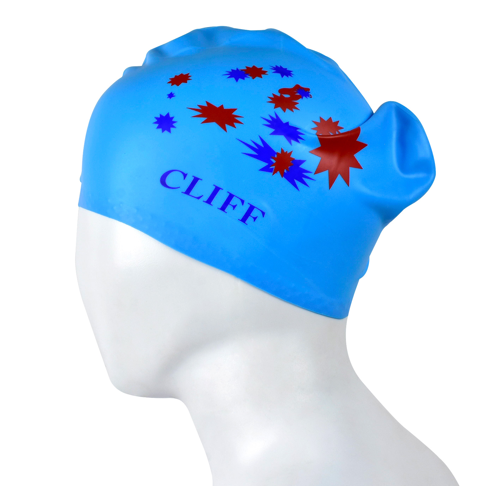 Шапочка для плавания CLIFF силиконовая CS13, для длинных волос, голубая