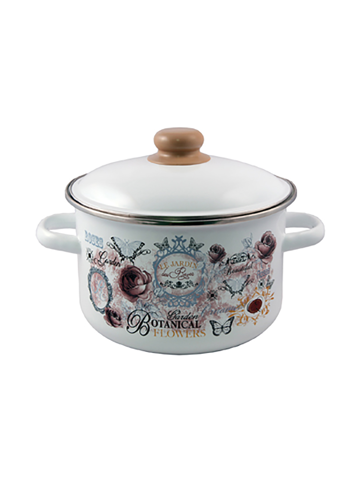 

Кастрюля эмалированная Appetite Roses, с крышкой, 5,5 л, Белый