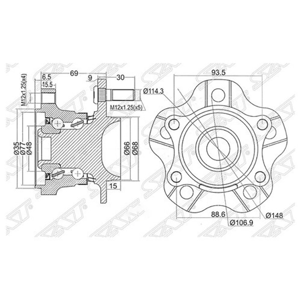 

Ступица Rr Nissan Teana #J31 2wd Sat арт. ST-43202-CN000