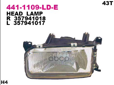 

441-1109l-Ld-E_фара Левая! Vw Passat B3 04/88-08/93 Depo арт. 4411109LLDE