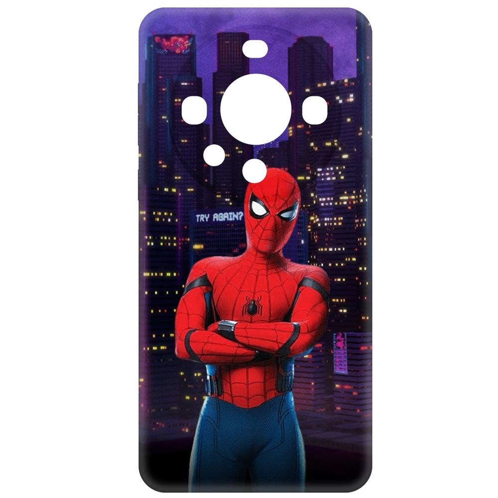 

Чехол-накладка Krutoff Soft Case Человек-Паук. На крыше для Huawei Mate 60 Pro черный