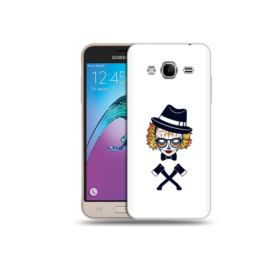

Чехол MyPads Tocco для Samsung Galaxy J3 (2016) девушка в маске с топорами рисунок, Прозрачный, Tocco