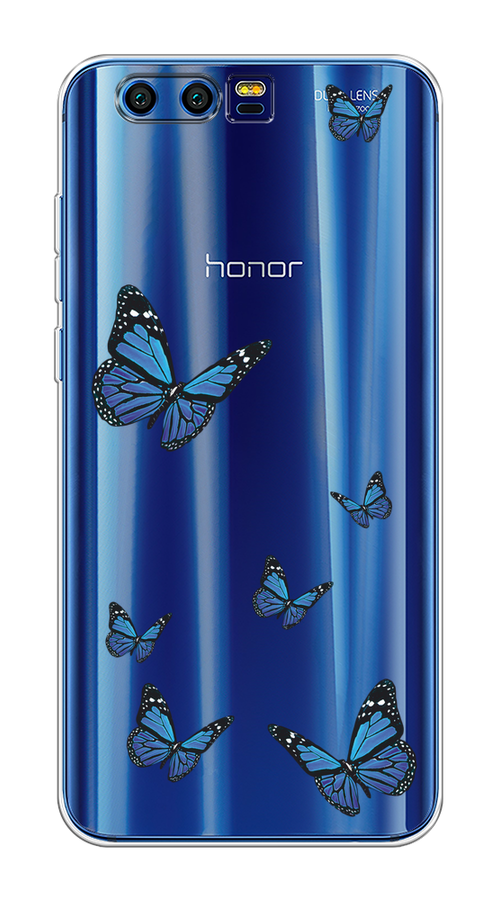 

Чехол на Honor 9 "Blue butterflies", Синий;черный, 62450-1