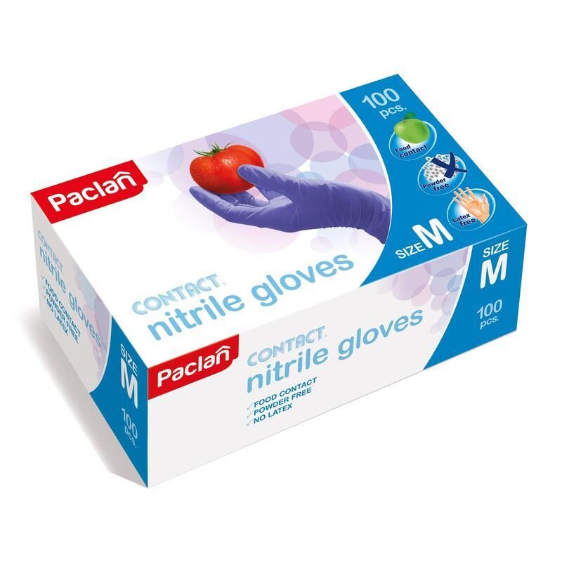 фото Перчатки хозяйственные paclan contact nitrile gloves нитриловые (100 шт.) - размер m