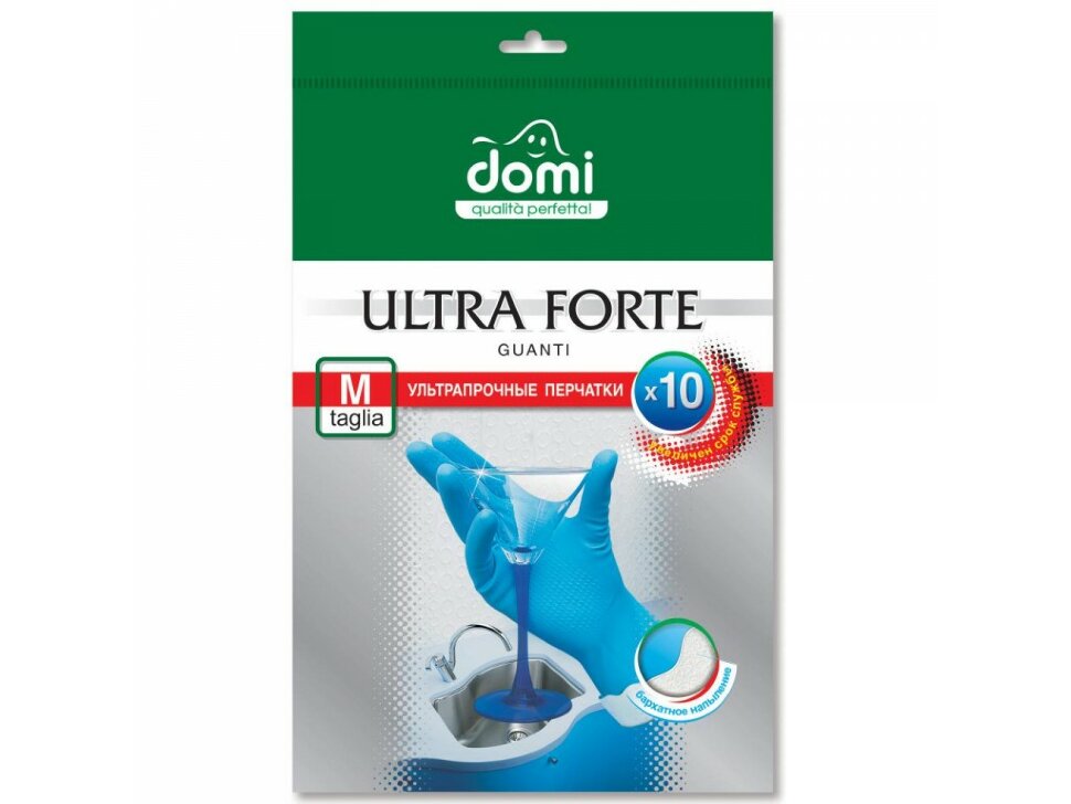 Domi Перчатки Ульрапрочные с бархатным напылением Ultra Forte M