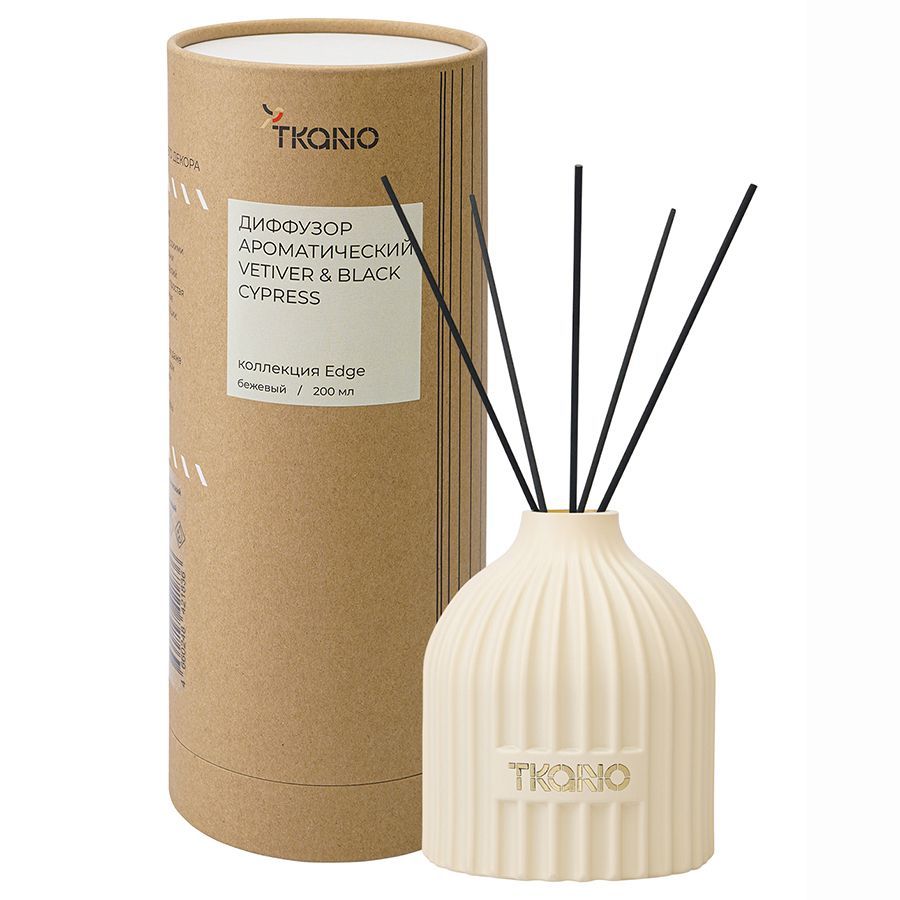 

Диффузор ароматический Tkano Vetiver & Black cypress Edge, 200 мл, бежевый, Edge