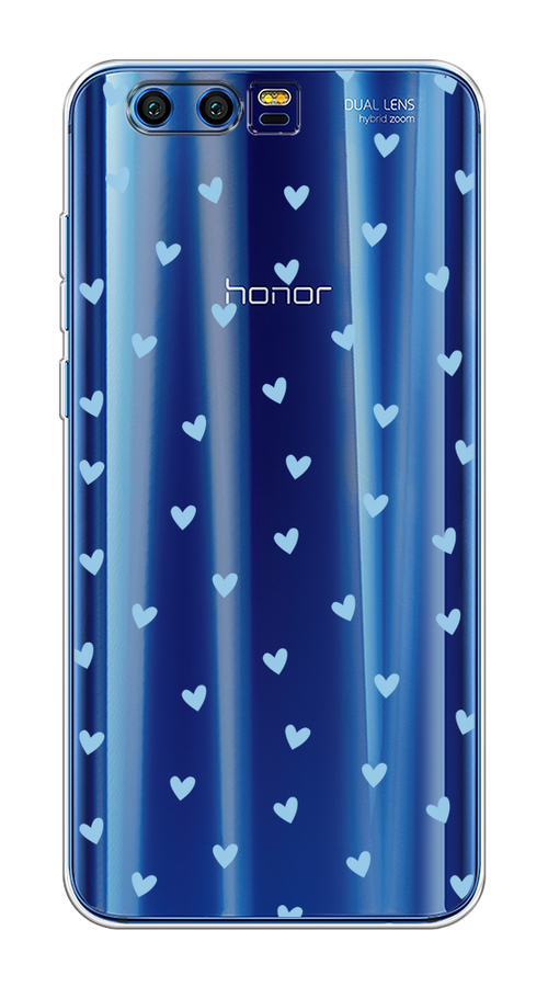 

Чехол на Honor 9 "Голубые сердечки паттерн", Голубой;прозрачный, 62450-1