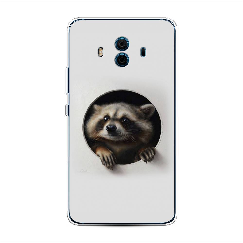 

Чехол Awog на Huawei Mate 10 "Любопытный енот", Разноцветный, 63350-1