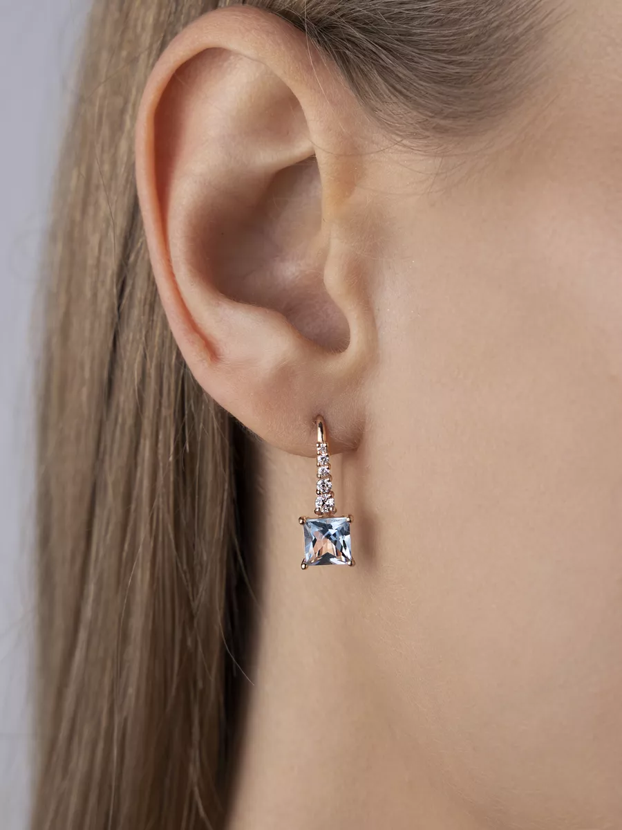 

Серьги из серебра SamoroDki Jewelry Серьги2-04-290-08з, топаз/фианит/топаз, Серьги2-04-290-08з
