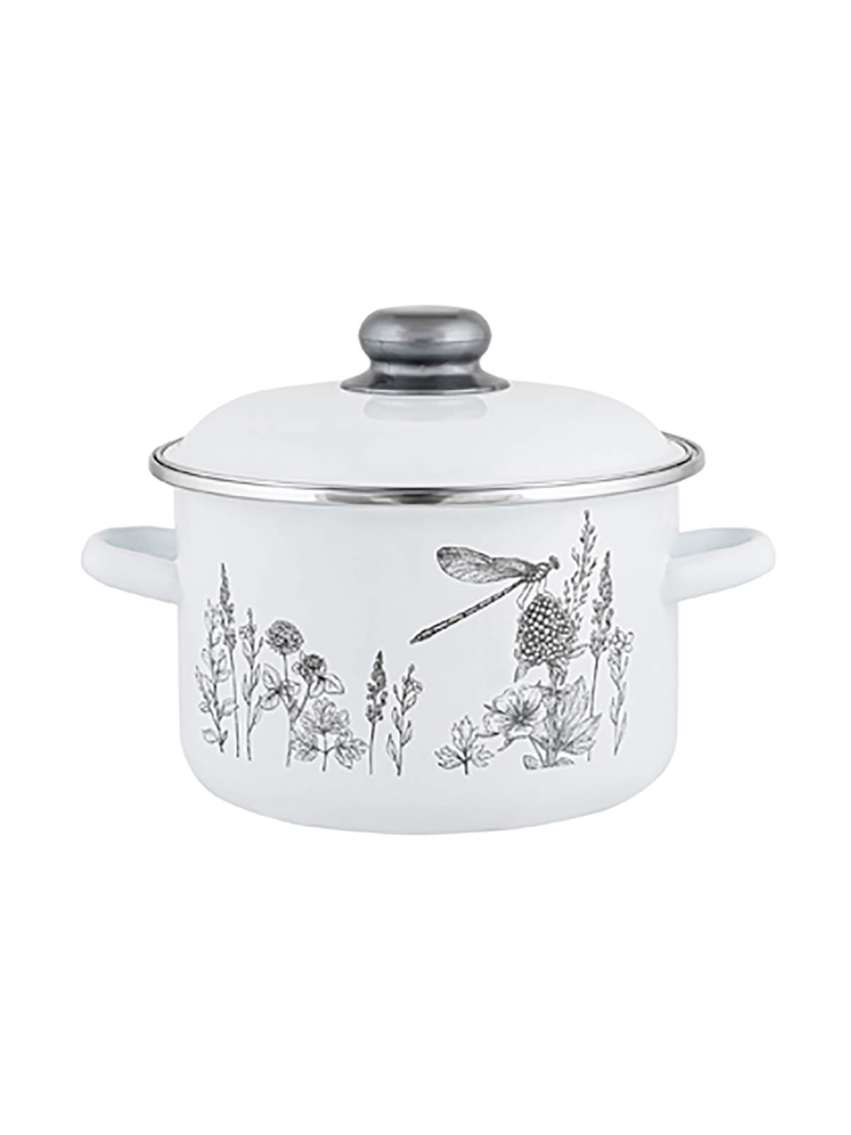 

Кастрюля эмалированная Appetite FLORA-2, с крышкой, 3 л, Белый