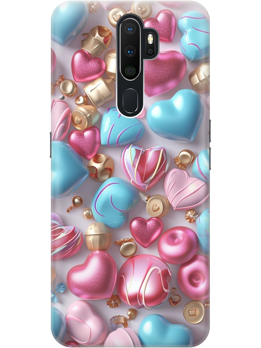 

Силиконовый чехол на Oppo A5 (2020) / A9 (2020) с принтом "Конфеты и сердечки", Прозрачный;голубой;розовый, 726151391