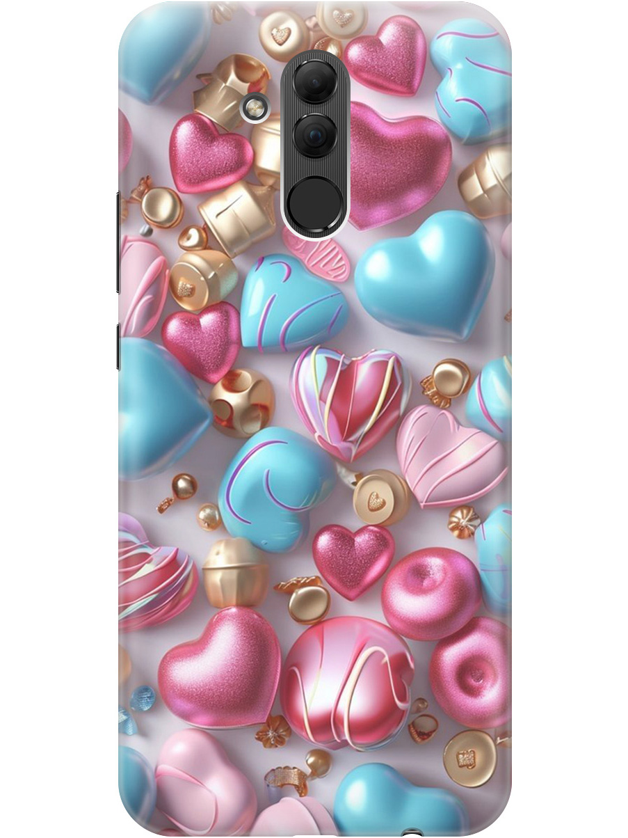 

Силиконовый чехол на Huawei Mate 20 Lite с принтом "Конфеты и сердечки", Прозрачный;голубой;розовый, 719355691