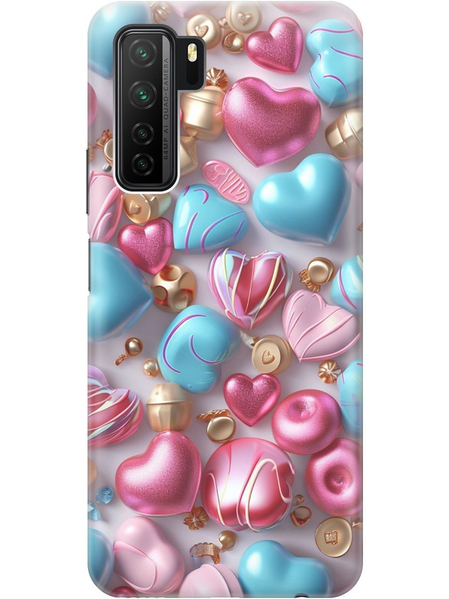

Силиконовый чехол на Honor 30S / Huawei Nova 7 SE с принтом "Конфеты и сердечки", Прозрачный;голубой;розовый, 722946191