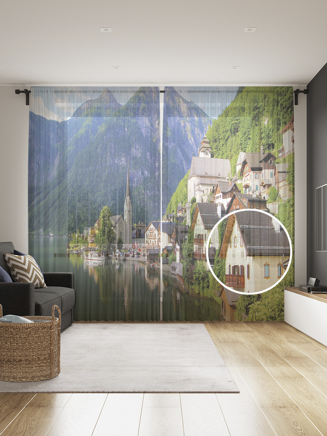 

Фототюль JoyArty "Гальштат ярмарочная община в Австрии" 145x265см, Гальштат ярмарочная община в Австрии