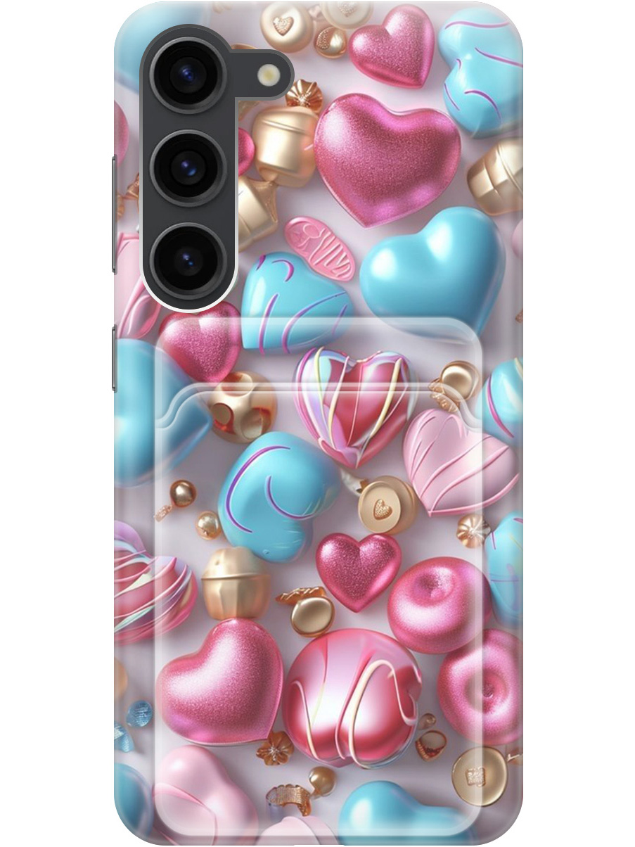 

Силиконовый чехол на Samsung Galaxy S23 с принтом с карманом для карты прозрачный 789026, Голубой;прозрачный;розовый, 767959591