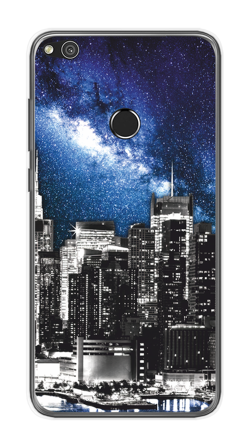 

Чехол на Honor 8 Lite/Huawei P8 Lite "Космический Нью-Йорк", Синий;серый, 63950-1