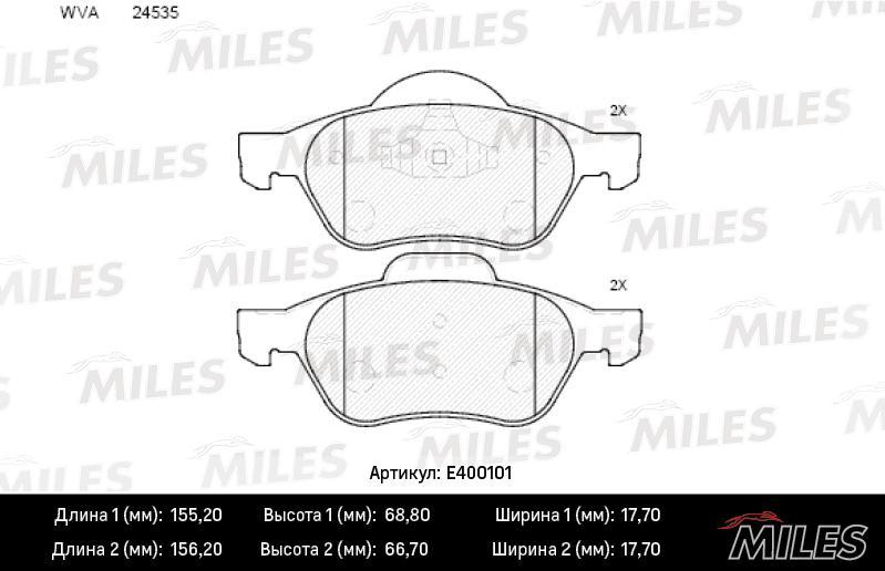 

Колодки Тормозные Renault Megane Ii, Laguna Ii, Scenic Ii Передние Low-Metallic Miles Mile