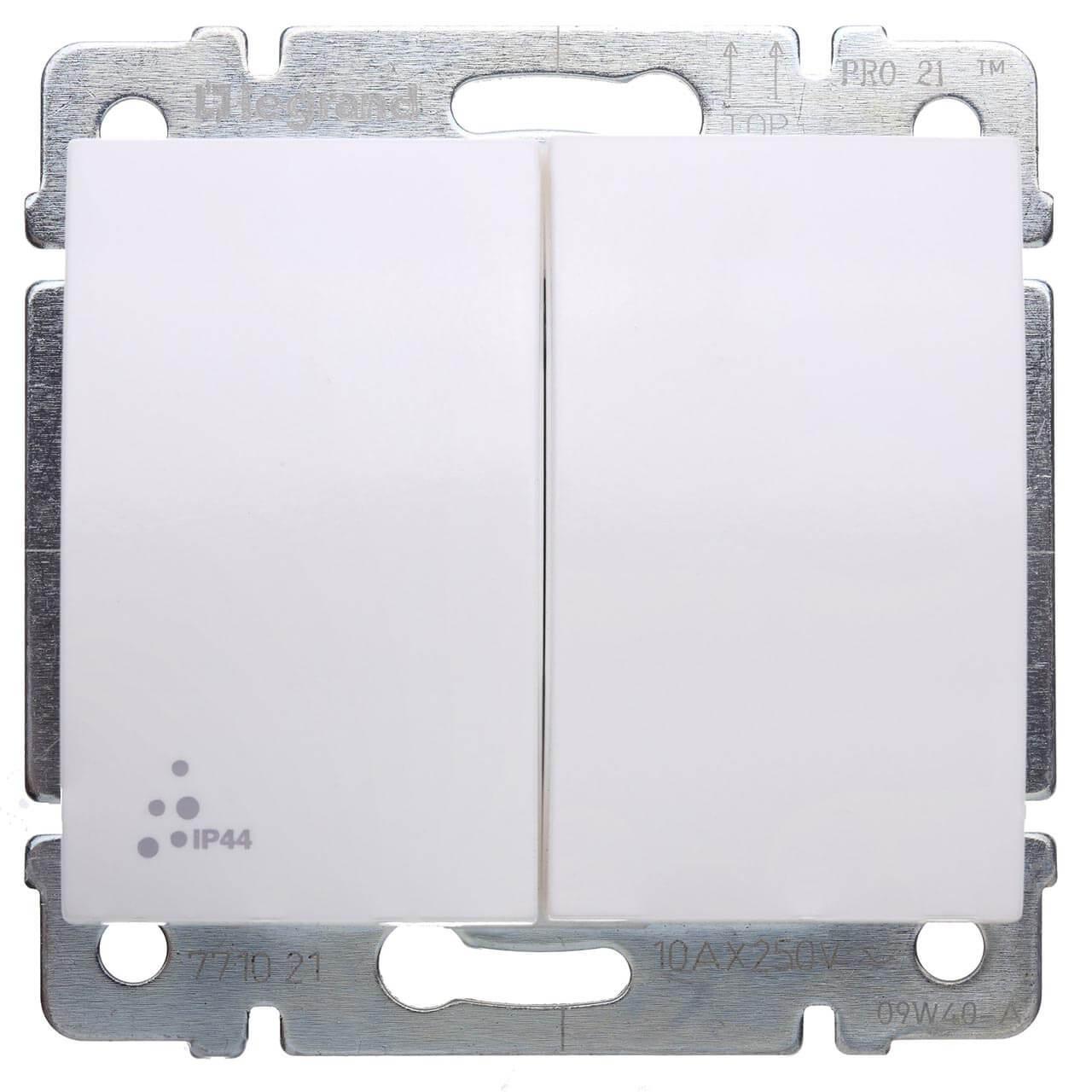 

Переключатель двухклавишный на 2 направления Legrand Galea Life 10A 250V IP44 белый 771022, Galea life