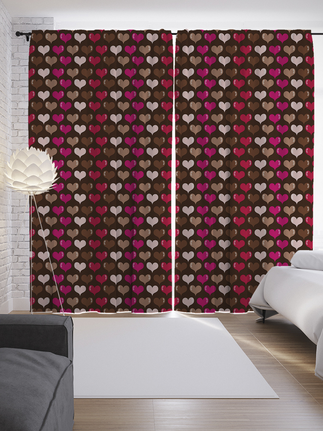 

Шторы JoyArty с фотопечатью "Разноцветные сердца" из сатена, 290х265 см, Разноцветные сердца