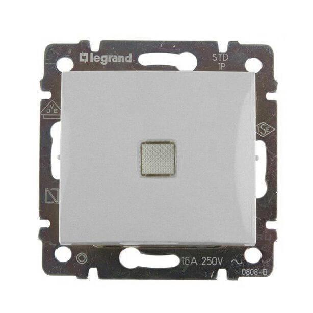 фото Переключатель одноклавишный на 2 направления legrand valena 16a 250v с подсвет алюм 770203