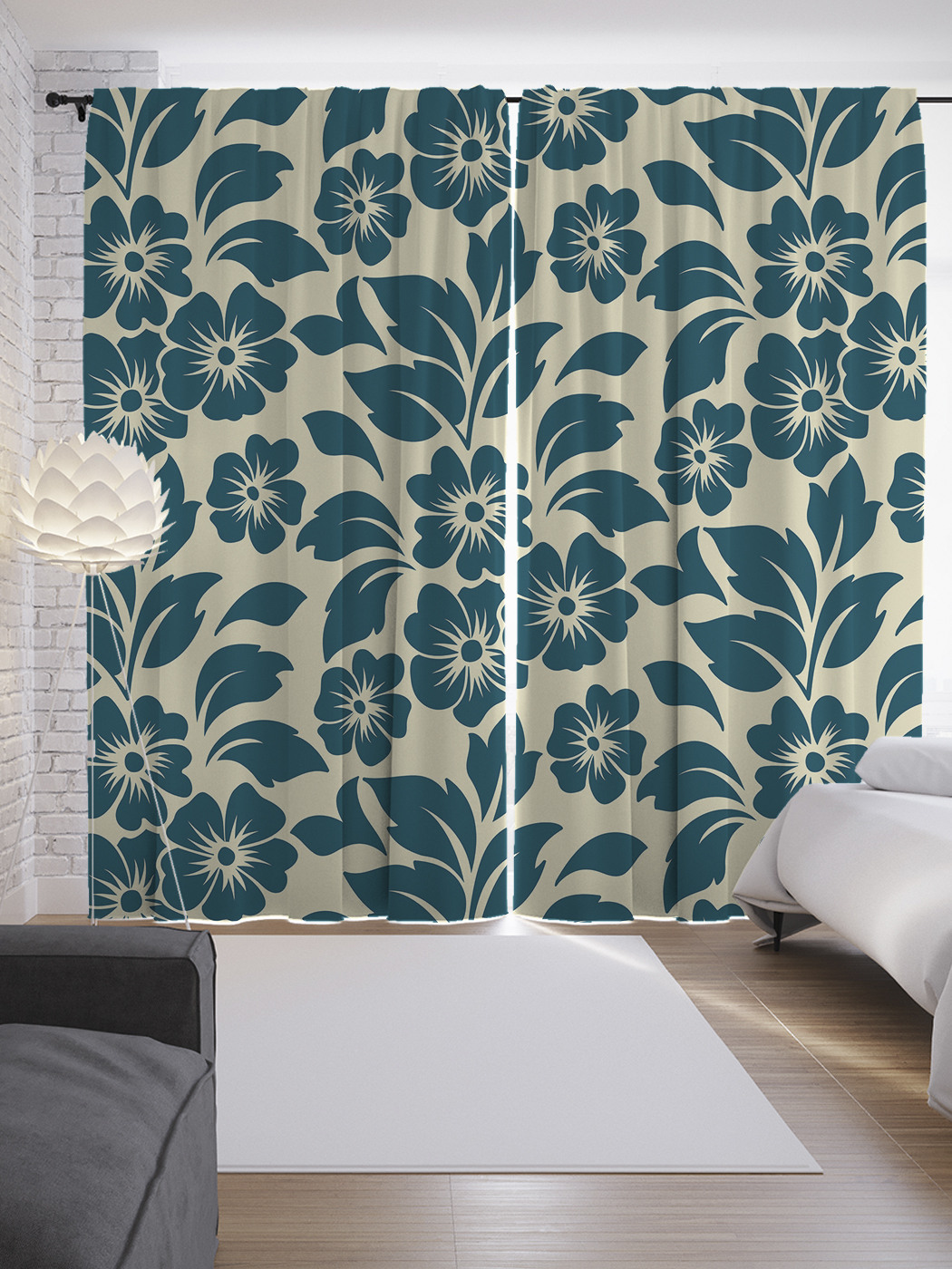 

Шторы JoyArty с фотопечатью "Силуэты цветов" из сатена, 290х265 см, Силуэты цветов