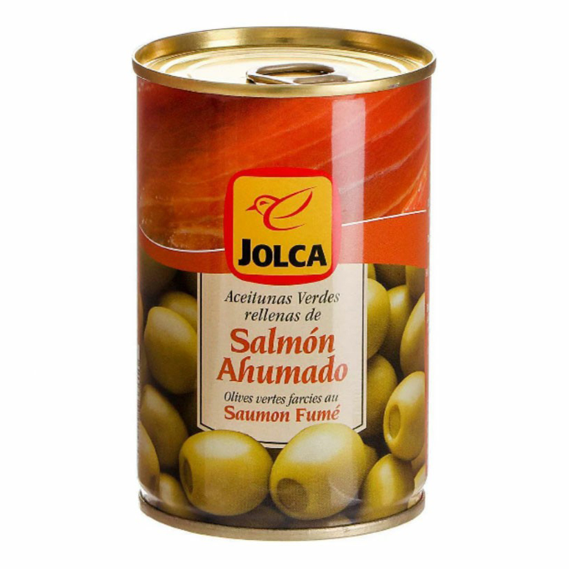 

Оливки Jolca зеленые фаршированные копченым лососем 300 г