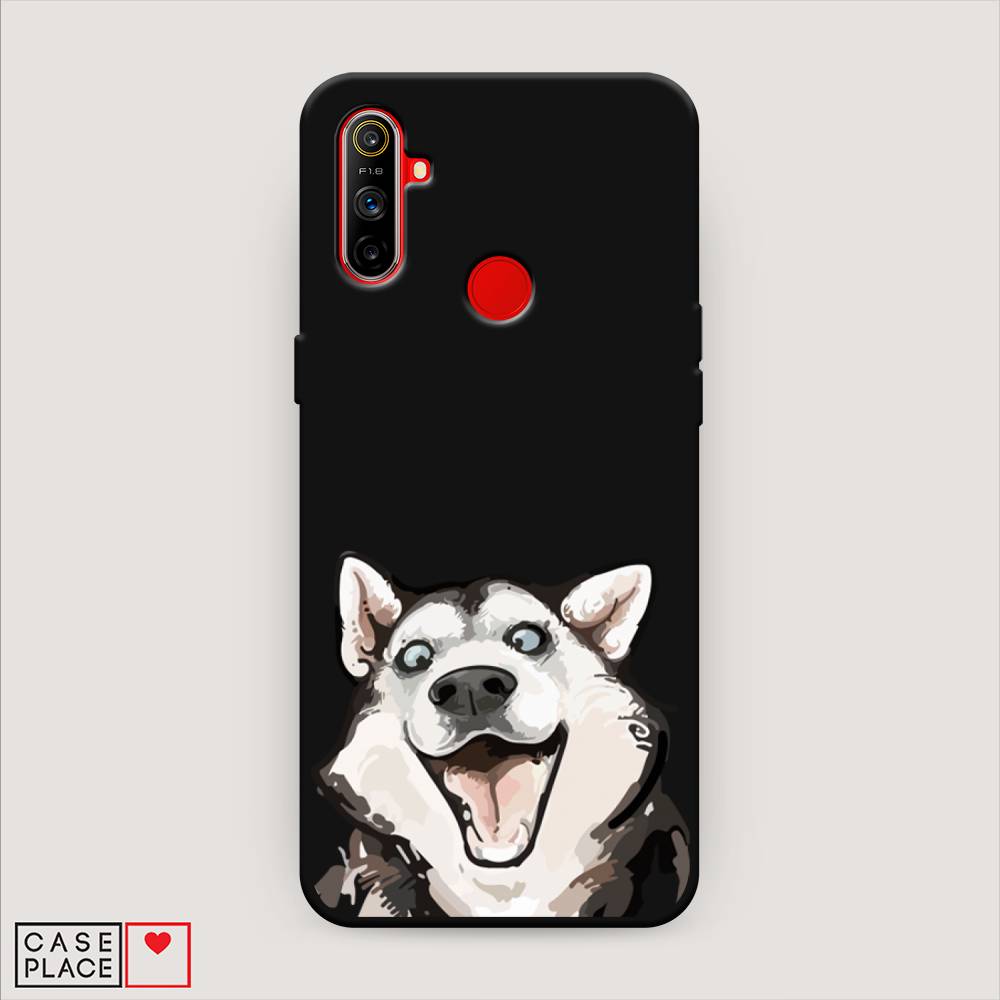 

Матовый силиконовый чехол "Радостный хаски" на Realme C3, 253052-1