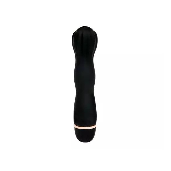Черный силиконовый вибратор с бутоном-головкой 18 см 4sexdreaM