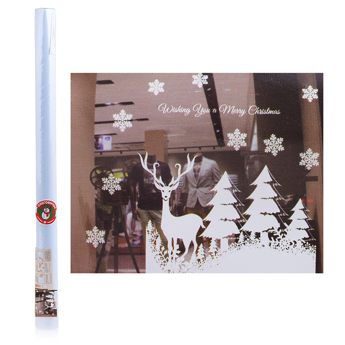 Наклейка новогодняя для декора Снеговичок лесная сказка S0070