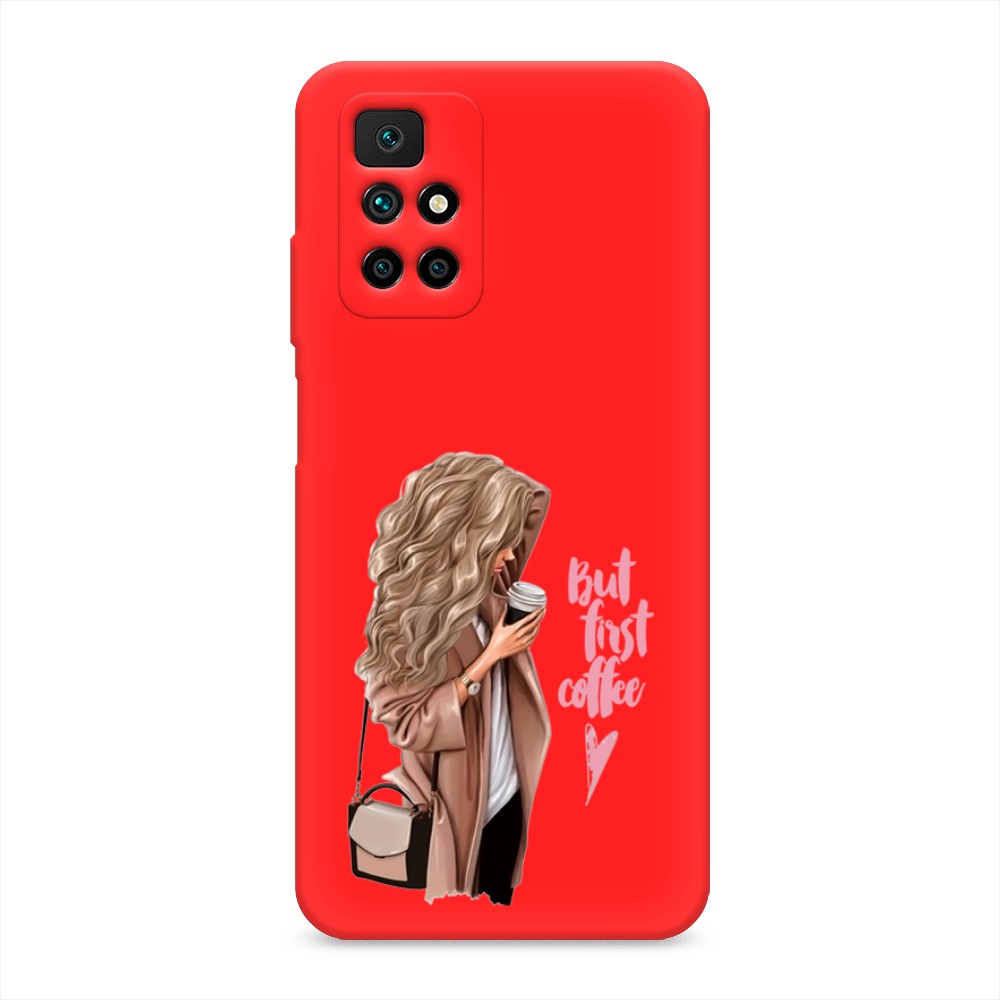 

Матовый силиконовый чехол "Девушка с кофе" на Xiaomi Redmi Note 11 4G China, Девушка с кофе