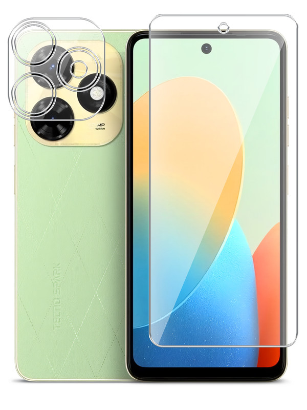 

Защитное стекло для Tecno Spark 20 на экран и камеру гибридное прозрачное, Tecno Spark 20