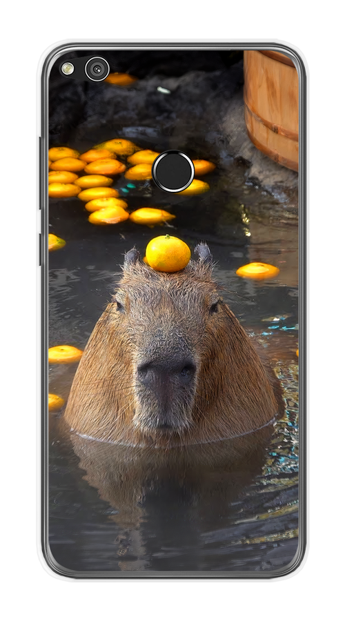 

Чехол на Honor 8 Lite/Huawei P8 Lite "Капибара отдыхает", Коричневый;оранжевый;серый, 63950-1