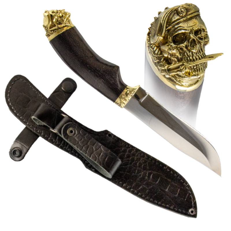 

Нож Череп-десантник. ВДВ из стали 40х13 с ножнами, Серебристый, d100kp_vdv