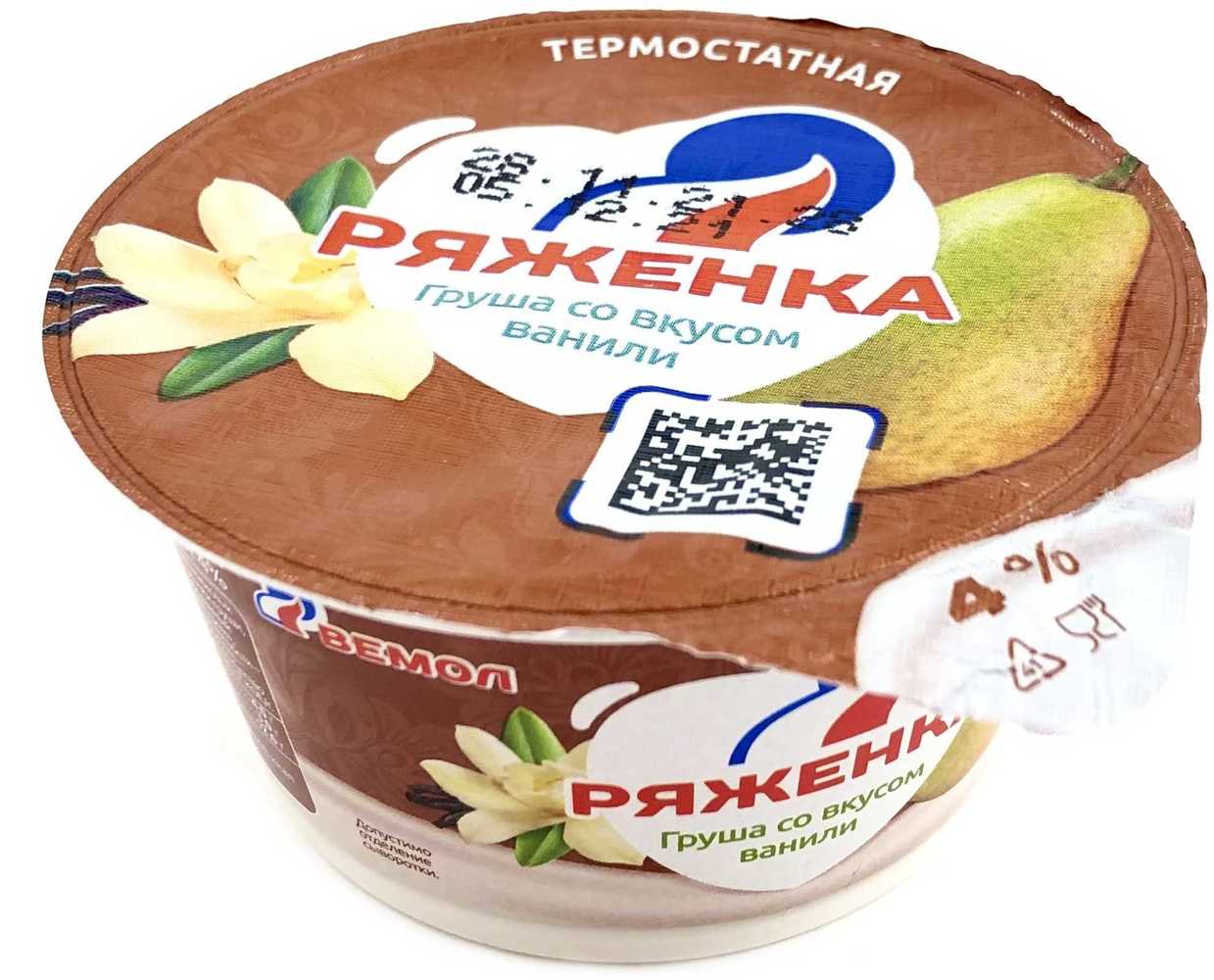 

Ряженка Вемол Груша со вкусом ванили 4% БЗМЖ 130 мл