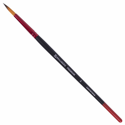 

Кисть синтетика, круглая № 5, BRAUBERG PREMIUM, 201004, (4шт.), Черный;красный