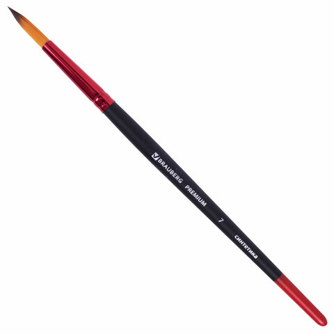 

Кисть синтетика, круглая № 7, BRAUBERG PREMIUM, 201006, Черный;красный
