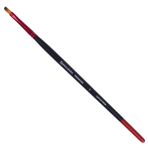 

Кисть синтетика, плоская № 4, BRAUBERG PREMIUM, 201013, (4шт.), Черный;красный