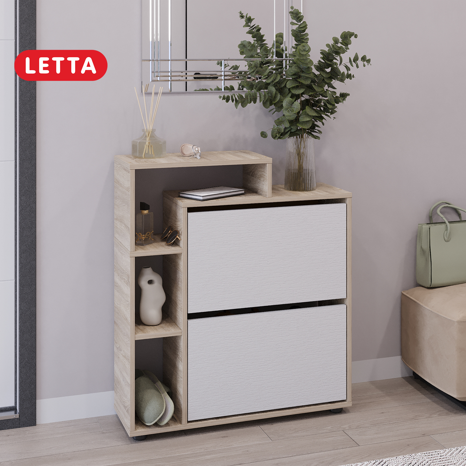 

Обувница LETTA Ultra Plus Дуб сонома/Белое тиснение, Ultra Plus