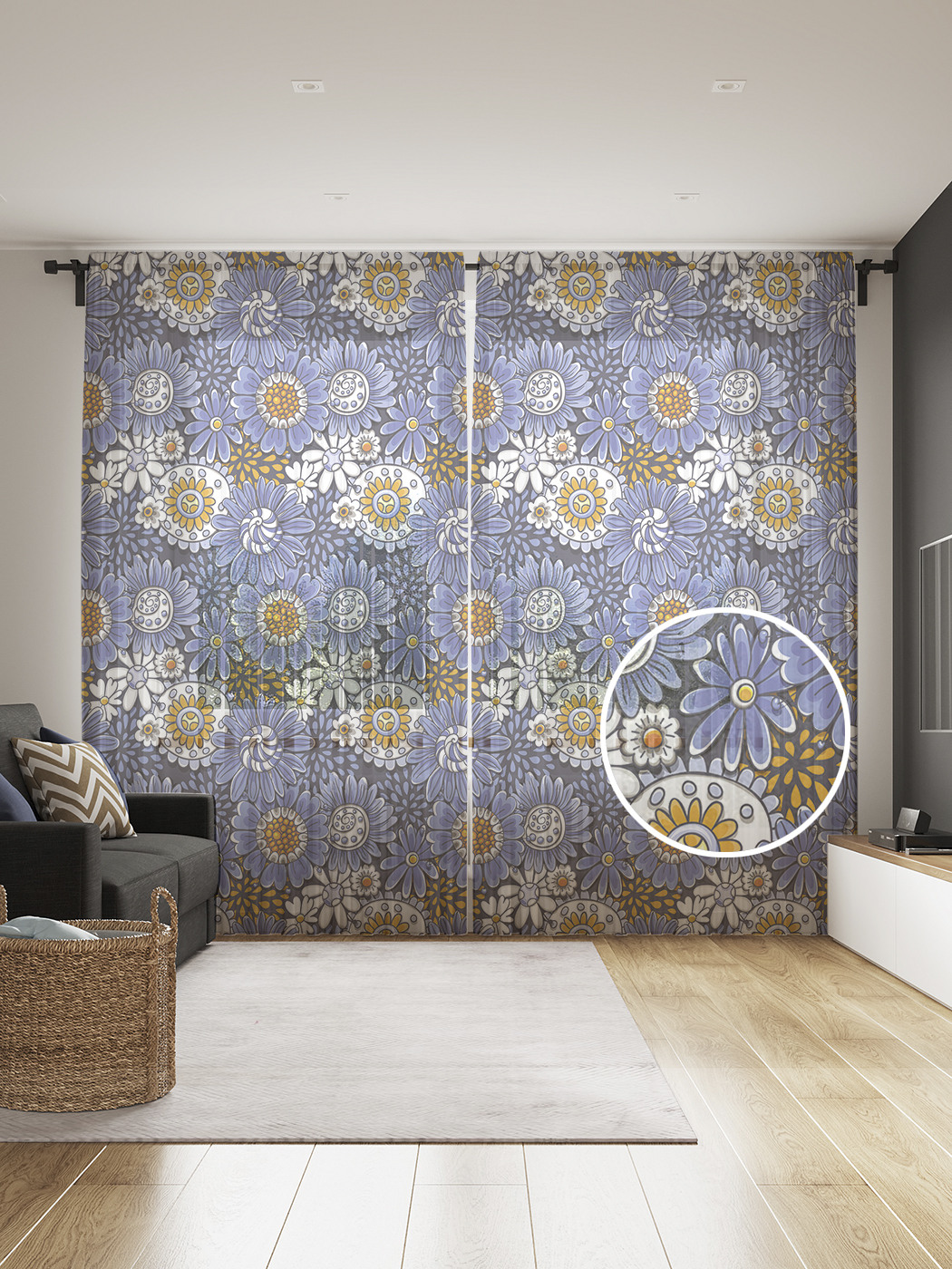 

Фототюль JoyArty "Абстрактное поле цветов" 145x265см, 2 полотна, лента, 50 крючков, Абстрактное поле цветов