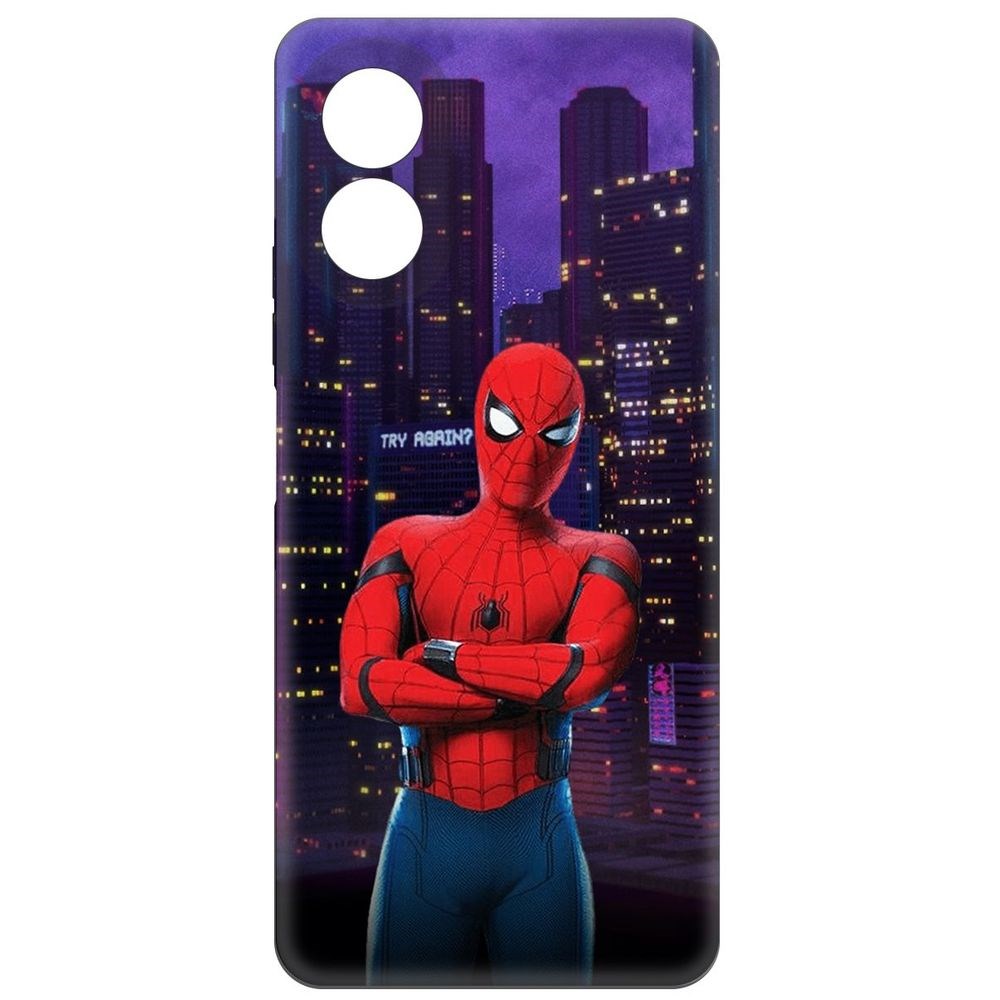 

Чехол-накладка Krutoff Soft Case Человек-Паук. На крыше для Oppo A38 4G черный