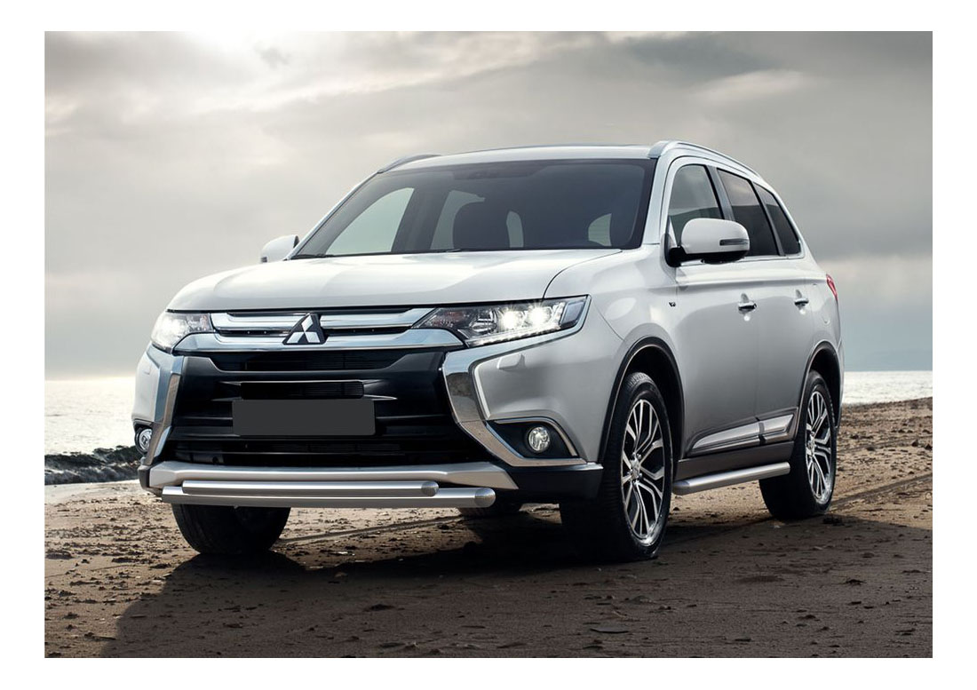 фото Защита переднего бампера d57+d42 rival mitsubishi outlander iii рестайл. 2015-, r.4010.002