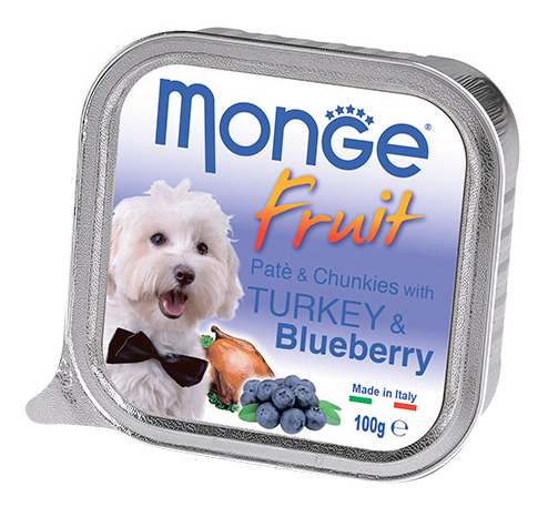 фото Консервы для собак monge fruit, индейка, черника, 32шт, 100г