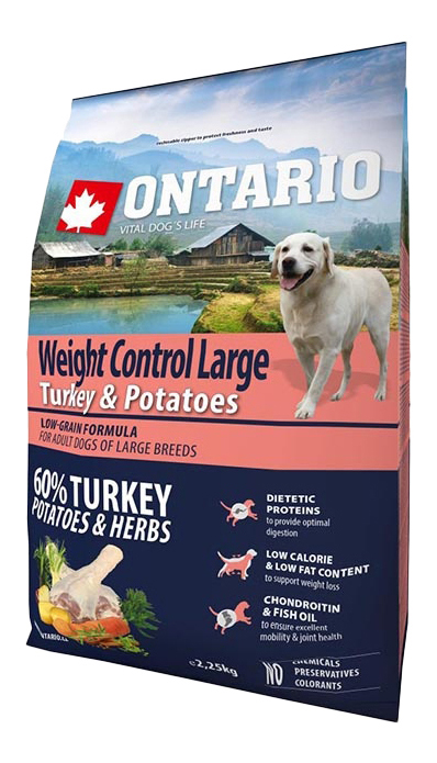 фото Сухой корм для собак ontario weight control large, индейка, 2.25кг