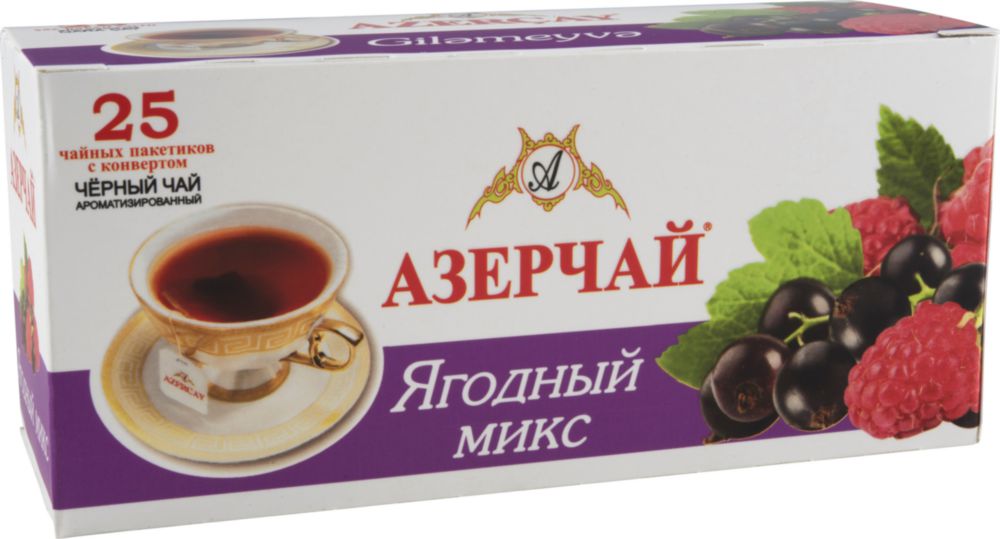 Чай черный Азерчай ягодный микс 25 пакетиков