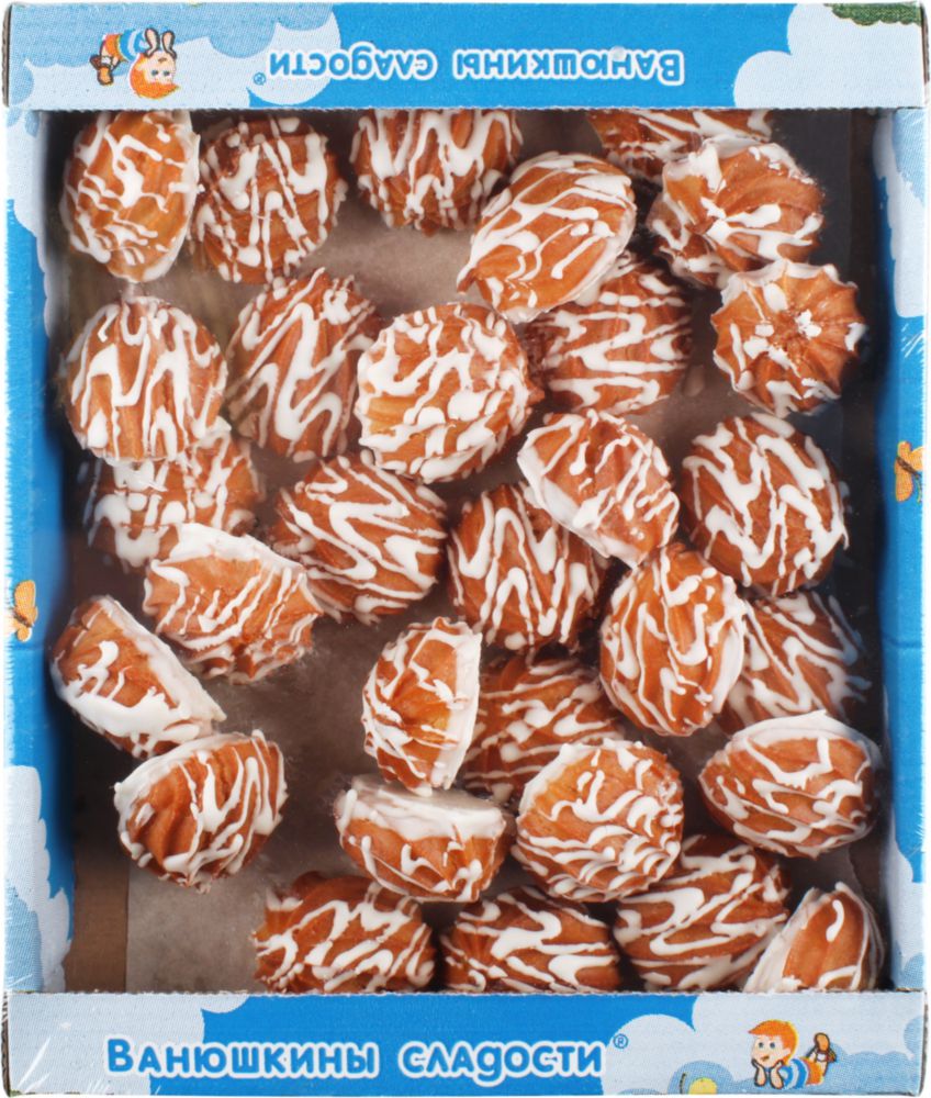 Печенье заварные Ванюшкины сладости пышка-хвастунишка в белой глазури 0.42 кг