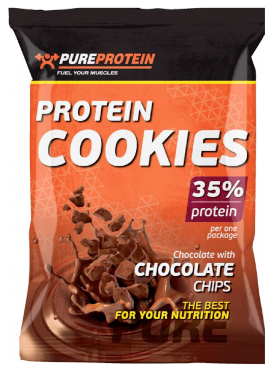 фото Протеиновое печенье pureprotein protein cookies 80 г шоколад с шоколадной крошкой