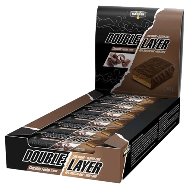 фото Протеиновый батончик maxler double layer bar 60 г шоколад