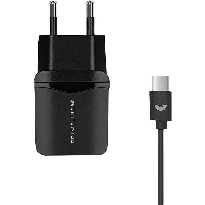 фото Сетевое зарядное устройство primeline prl-2324, 1 usb type-c, 1 a, black